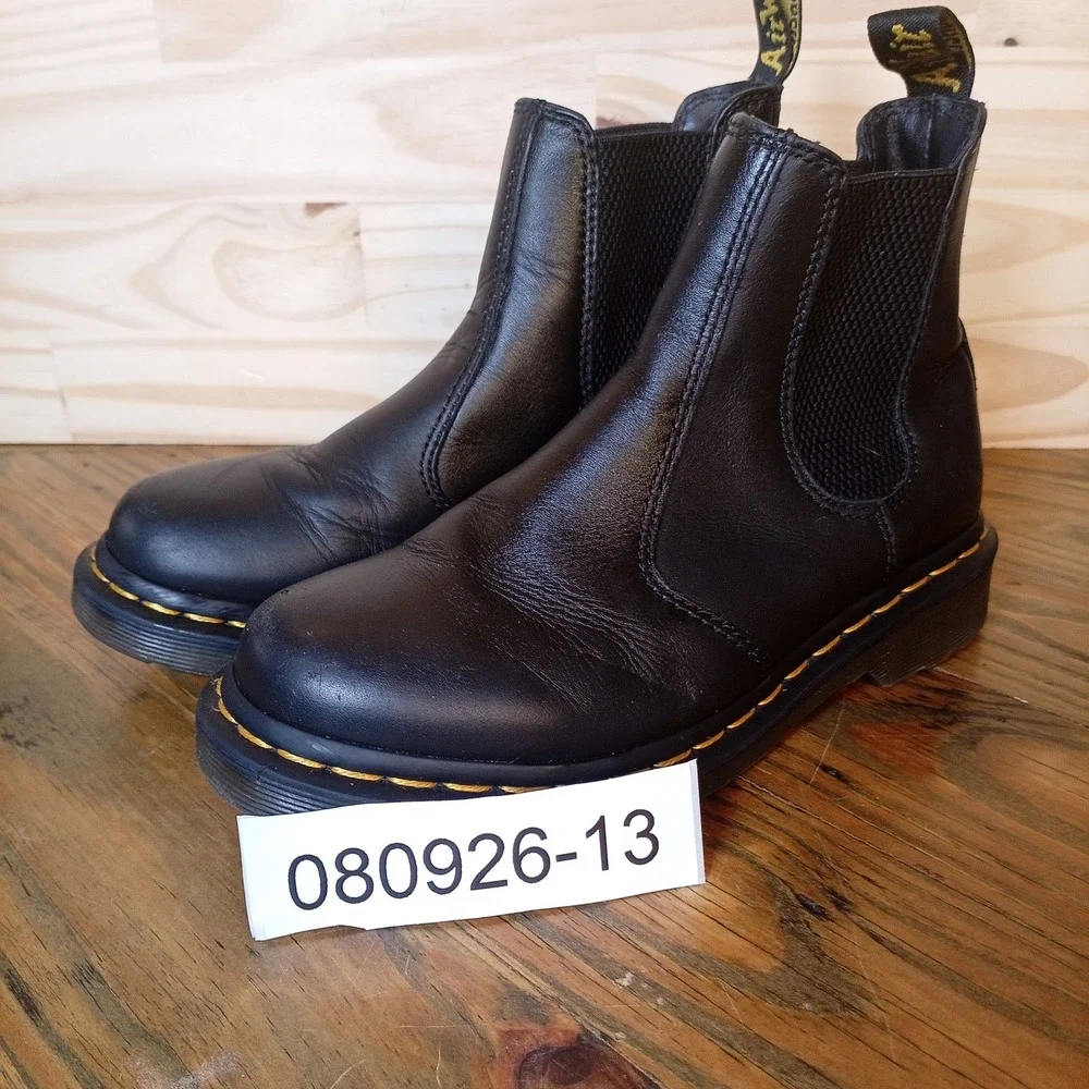 Dr. Martens Chelsea Boots women's size 62976 Black Leather  Yellow Stitch AW004